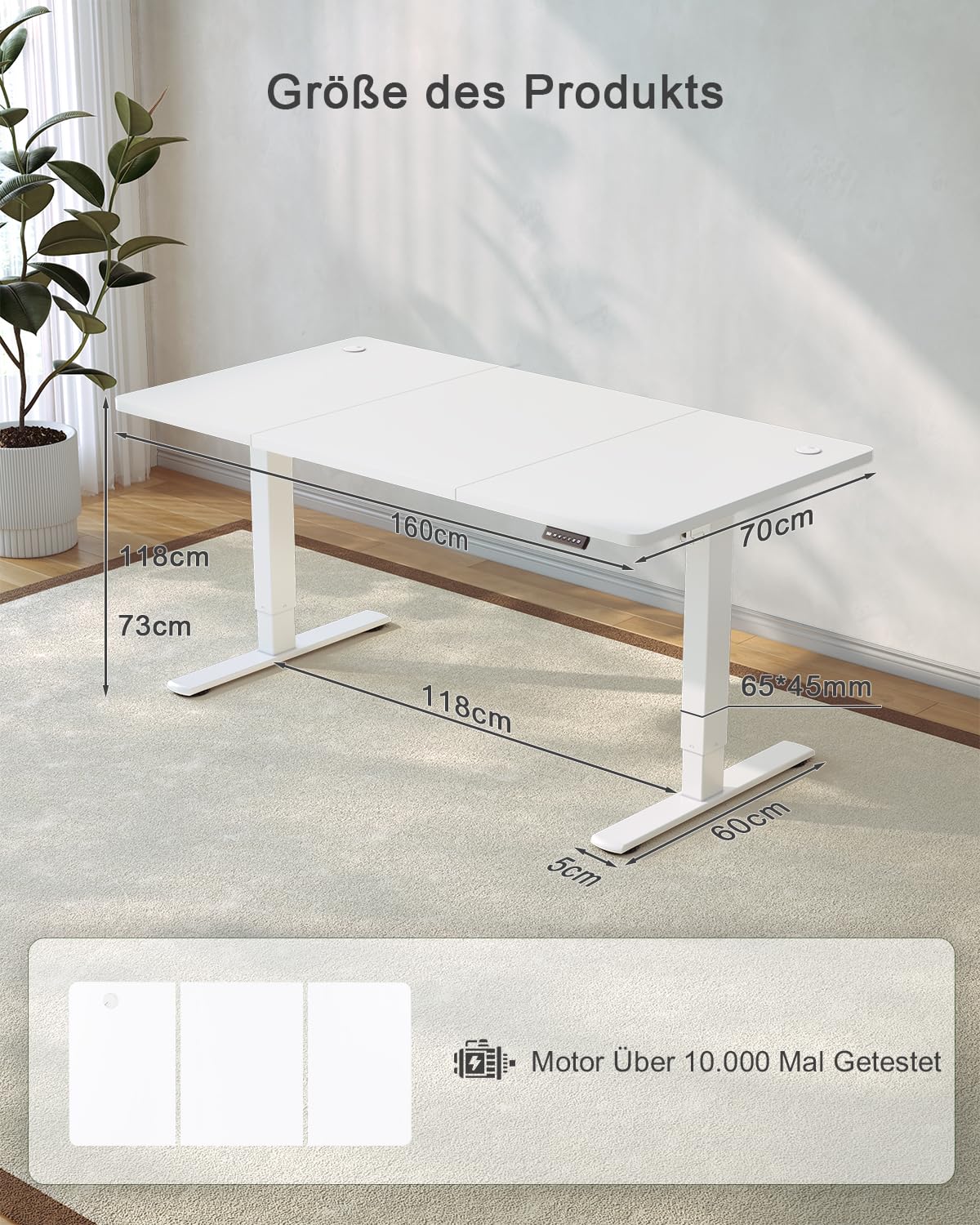 JUMMICO Birou reglabil pe înălțime cu port de încărcare USB, birou electric reglabil pe înălțime 160 x 70 cm, masă pentru stat în picioare sau șezut, birou pentru stat în picioare, masă de calculator reglabilă, birou reglabil, alb - 0403