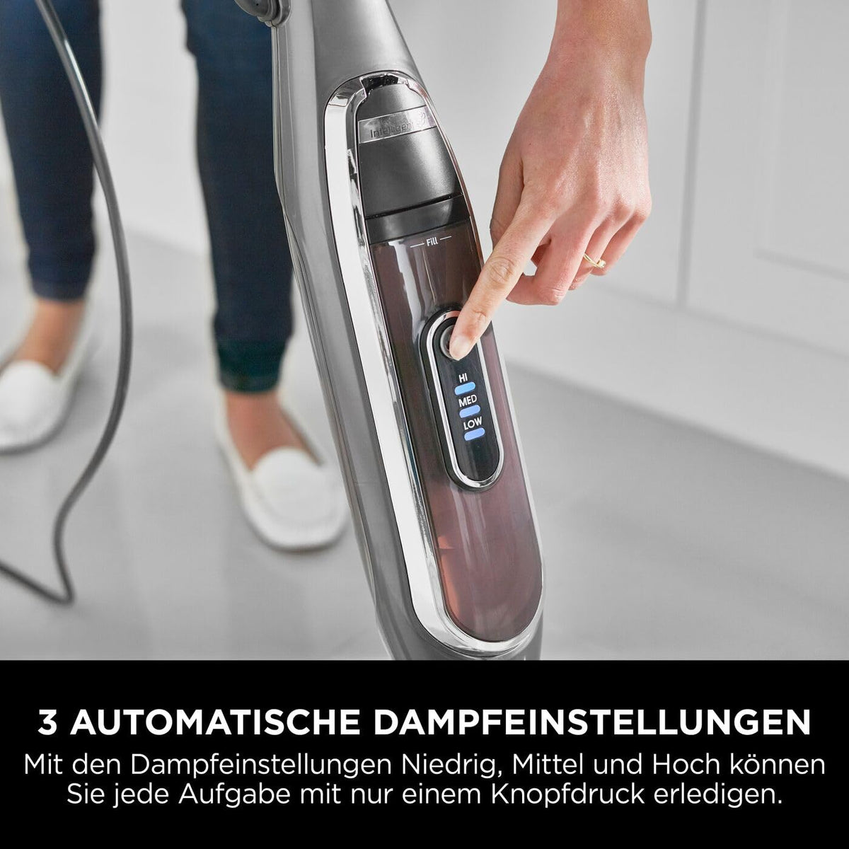 Shark mop automatizat Klik n' Flip pentru pardoseli dure cu control inteligent al aburului, Steam-Blaster, cu 2 pad-uri de curățare lavabile, 350 ml, cablu de 6m, Gri/Bordeaux S6003EU