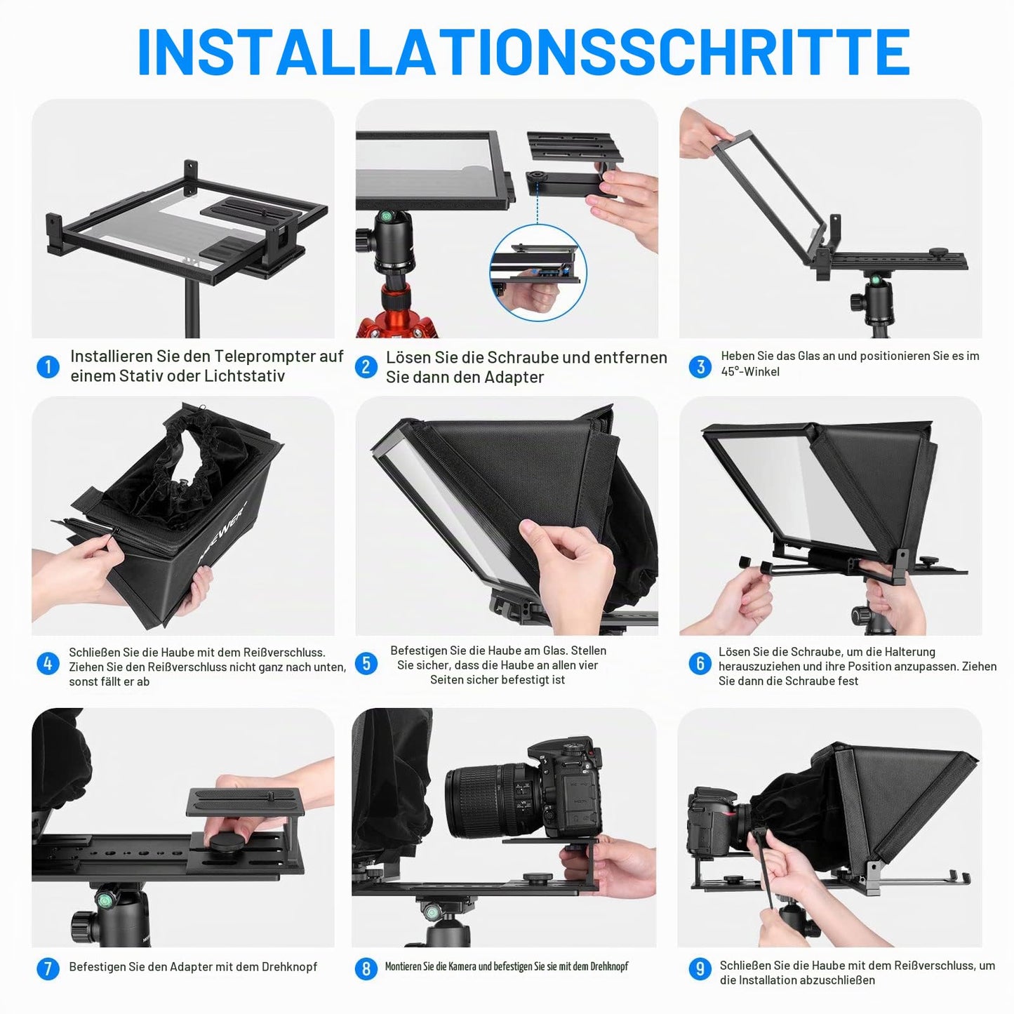 NEEWER X12 aluminum alloy teleprompter with RT-110 remote control and app control, compatible with iPad, iOS/Android tablet, smartphone, DSLR camera, complete metal construction with carrying case