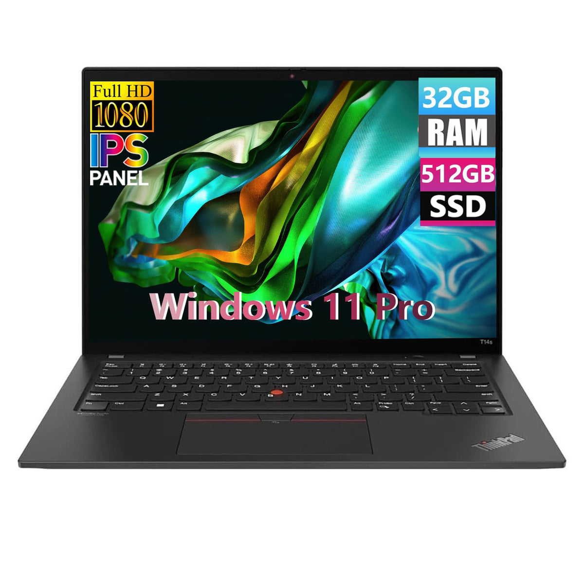 Lenovo ThinkPad T14s Gen 1 Laptop, Intel Core i7-10610U, 14 inch FHD (1920 x 1080), 32 GB RAM, 512 GB SSD, tastatură QWERTY japoneză, HDMI, Webcam, Windows 11 Pro (recondiționat)