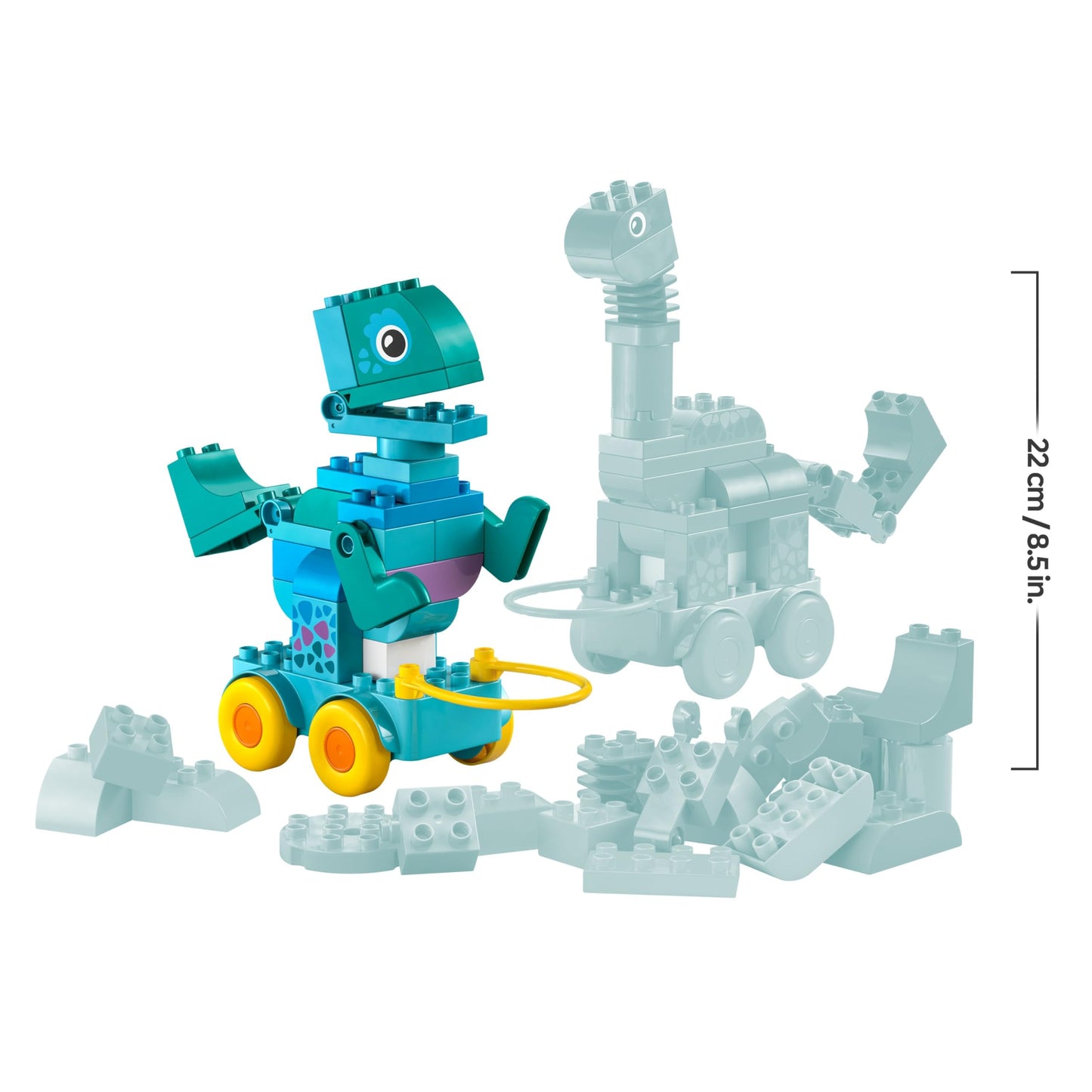 LEGO DUPLO Town Dinos on Wheels 3-in-1 Set - Toys for Girls & Boys Ages 3+ - Diplodocus and T. rex, Triceratops & Stegosaurus or Pteranodon & Parasaurolophus Dinosaur Figures - 10451