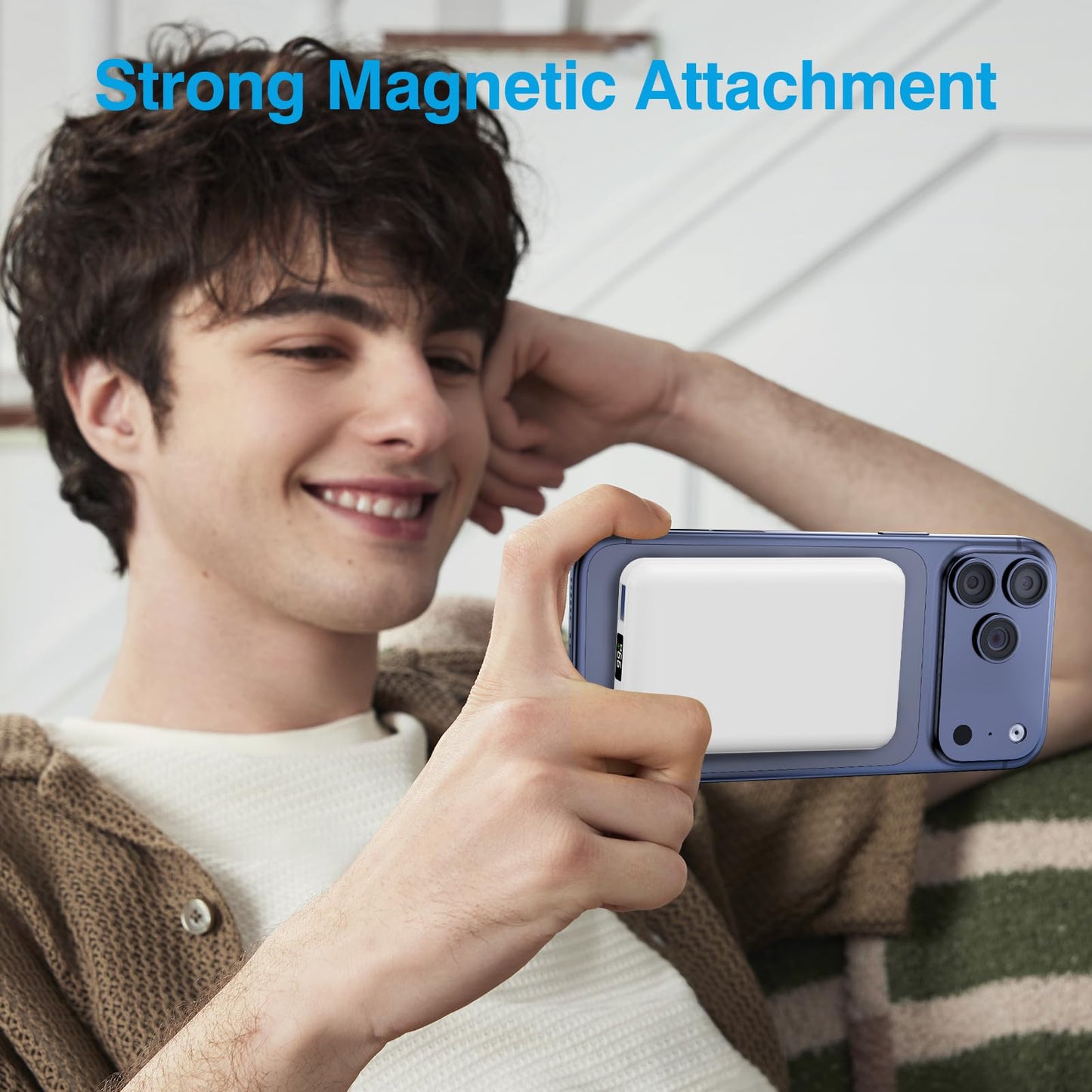 AOGUERBE for MagSafe Wireless Power Bank, Magnetic Power Bank 10000mAh with USB C in&Out, 22.5W Fast Charging Battery Pack Inductive Charging for iPhone 17/16/15/14/13/12/11/Pro/Plus/Pro Max Series (White) - KT-D003