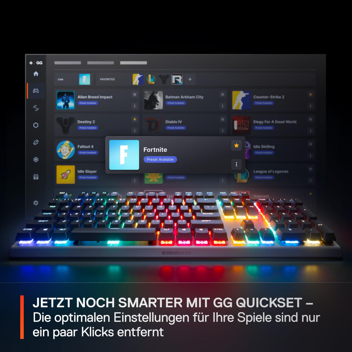 SteelSeries Apex Pro Gen 3 - Gaming Keyboard - Hall Effect Switches; OmniPoint 3.0 - Adjustable Actuation - Game-Ready Presets - Rapid Trigger, Protection Mode, Rapid Tap/SOCD - German QWERTZ - 64663