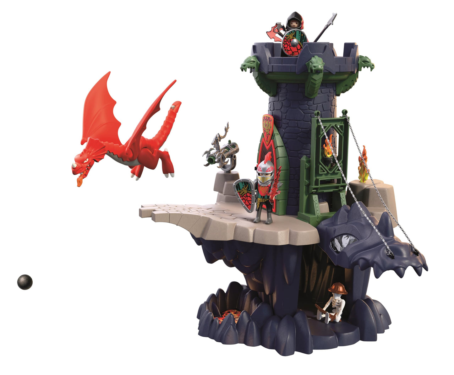 PLAYMOBIL | Knights | Dragon Knight Tower | Tower with dragons, drawbridge and dragon head cave | Knight's castle toy for children aged 4 and over 72113