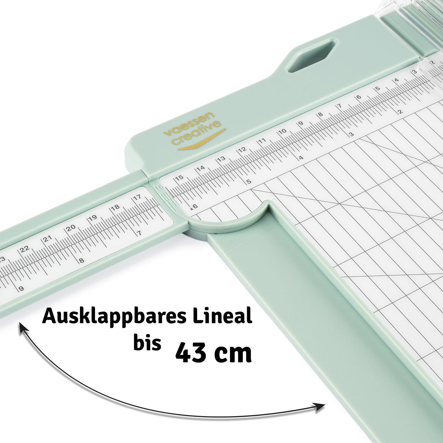 Vaessen Creative paper cutter with folding board 15x30.5cm, mint green, for scrapbooking and card making - 2207-109