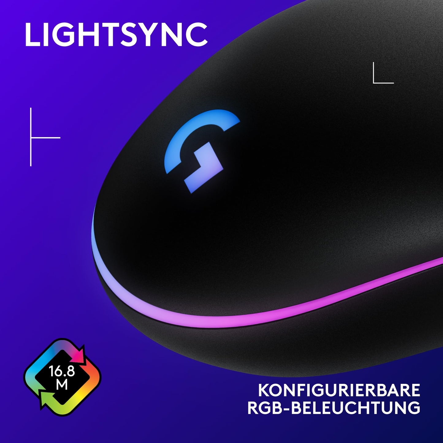 Logitech G203 gaming mouse with customizable LIGHTSYNC RGB lighting, 6 programmable buttons, gaming-ready sensor, 8,000 DPI tracking, light weight - black - 910-005796