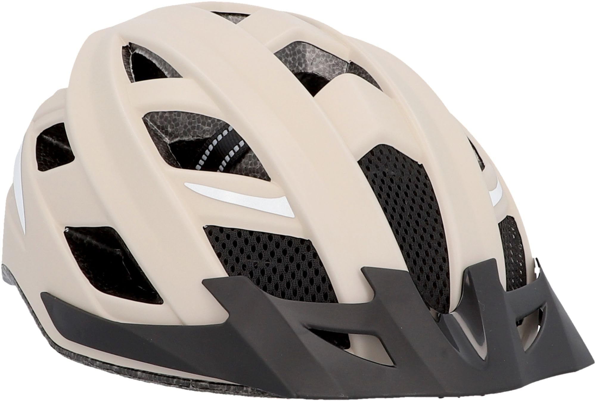 FISCHER adult bicycle helmet, cycling helmet, city helmet Urban Plus Dallas, L/XL, 58-61cm, beige, with integrated LED rear light - 50630