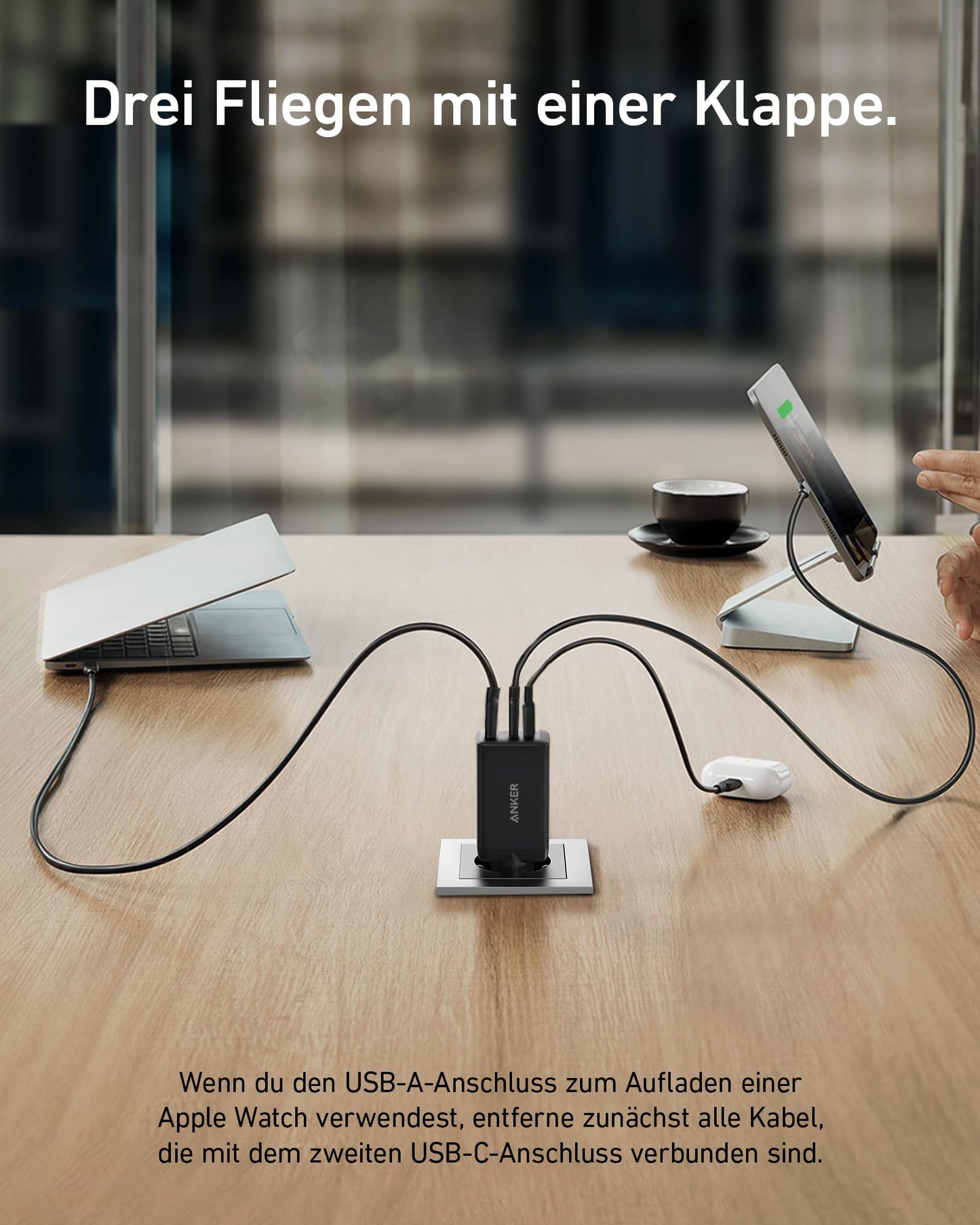 Anker USB C Charger (Nano II 65W) Pod 3-Port PPS Fast Charger, Compact USB-C Power Supply for MacBook Pro, iPad Pro, Steam Deck, Galaxy S20, Dell XPS 13, Note 20/10+, iPhone 15, Pixel - A2667311