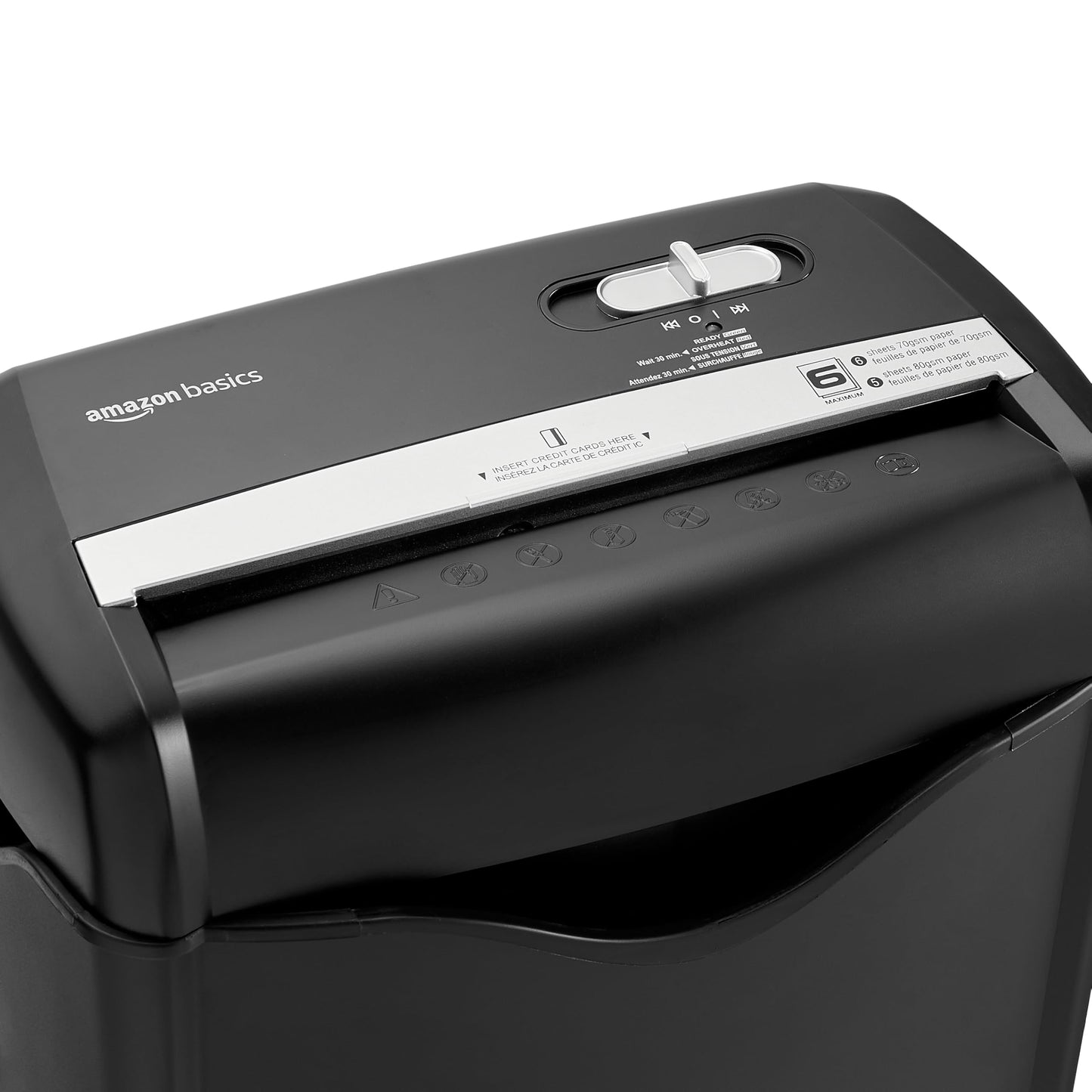 Amazon Basics Cross-Cut Paper Shredder, 5-6 Sheets, for A4 Documents and Credit Cards, 14.5L Bin, Black - AS662C