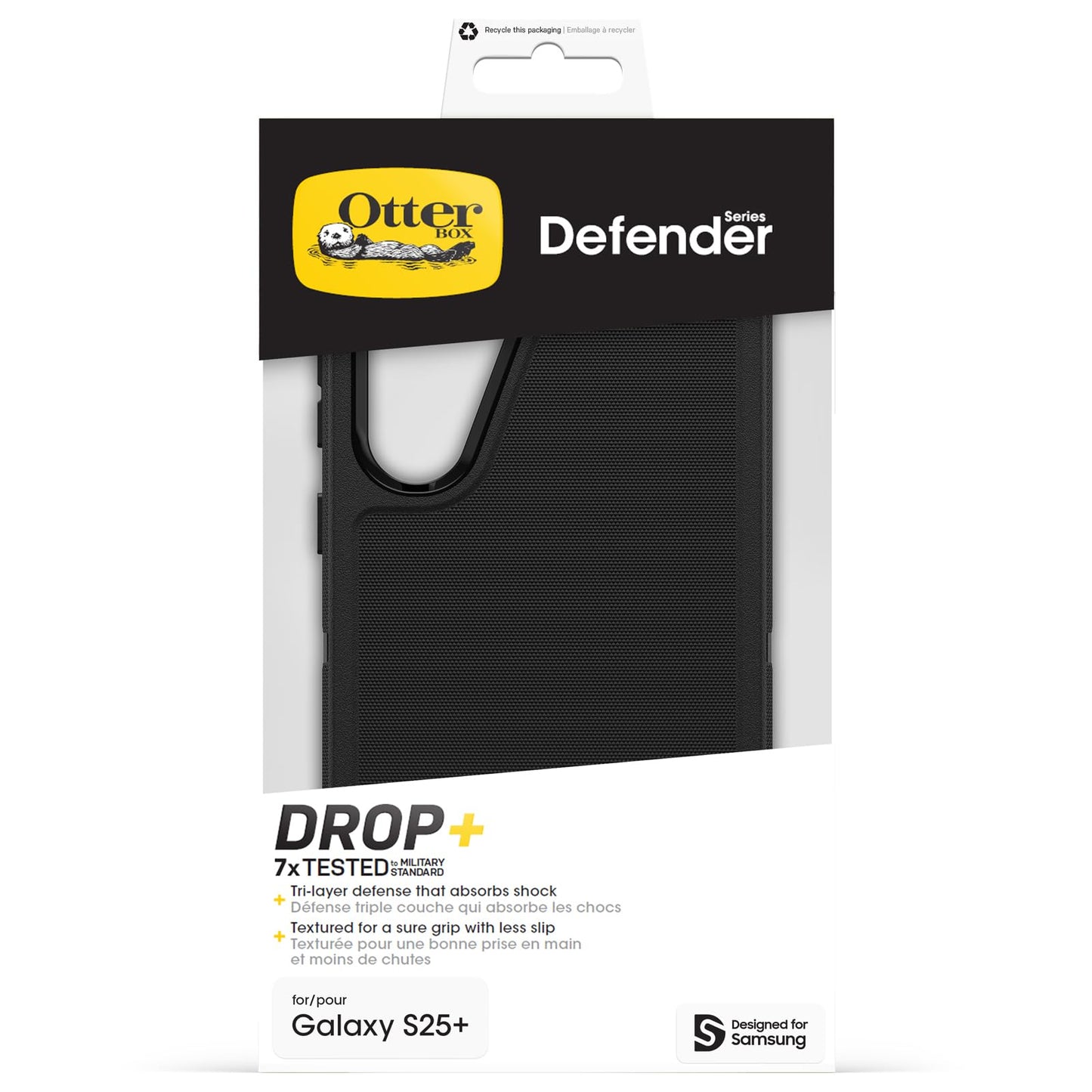 OtterBox Defender Case for Samsung Galaxy S25+ Shockproof Drop Proof Ultra Heavy Duty Protective Case 7X Military Grade Tested Black - 77-97418