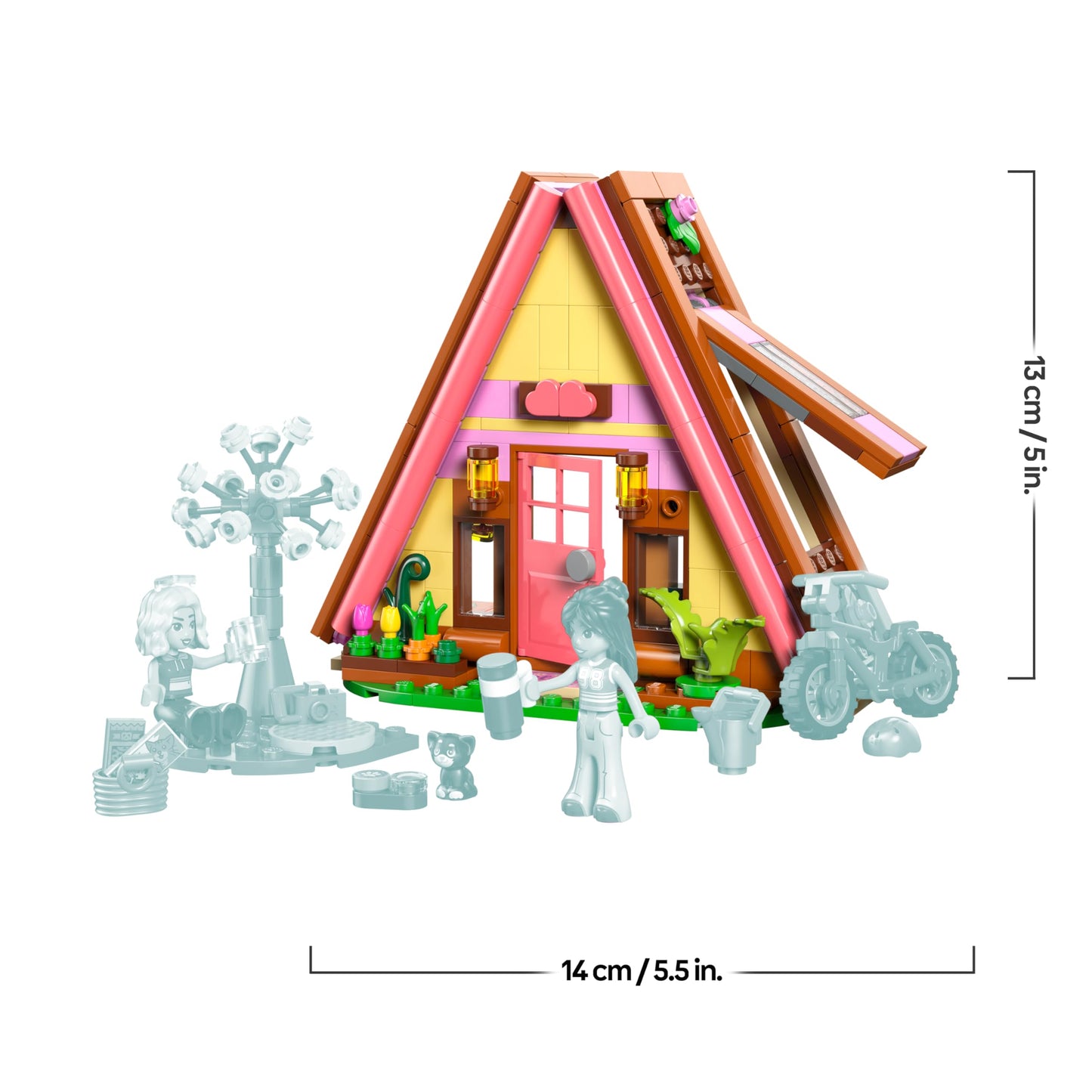 LEGO Friends glamping hut in the great outdoors - miniature playhouse with 2 minifigures, cat figure & accessories including beds & food - children's room decoration - gift for girls aged 6 and over - 42682