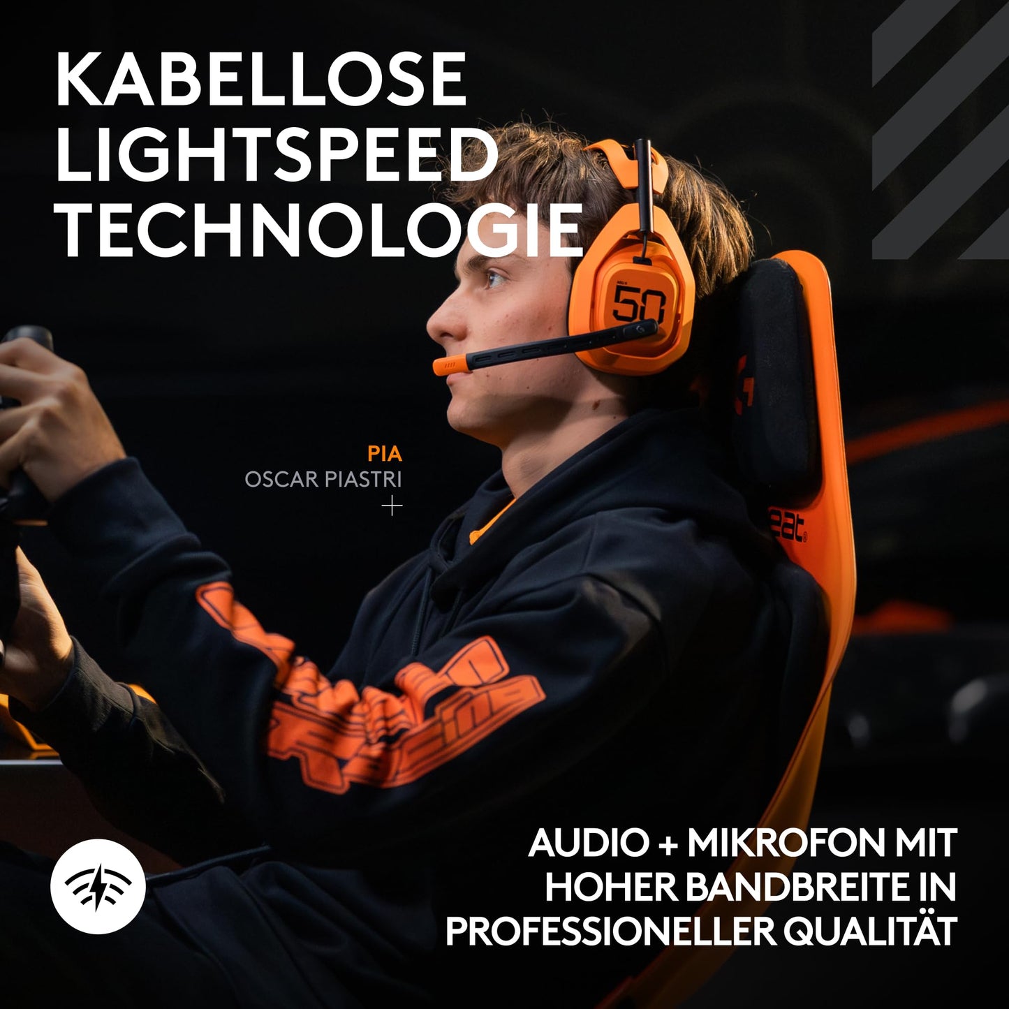 Logitech G Astro A50 X Lightspeed wireless gaming headset McLaren Edition + base station, PRO-G Graphene, PLAYSYNC for Xbox Series - 939-002238