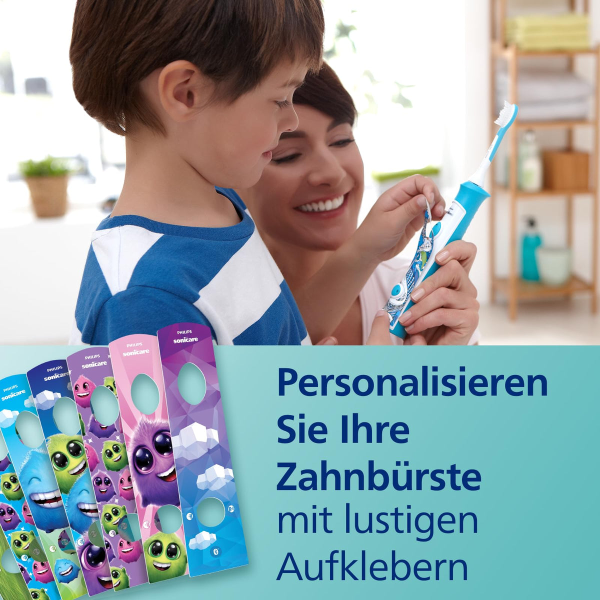 Philips Sonicare For Kids, periuță de dinți electrică cu tehnologie sonică, cu aplicație, pentru copii de la 3 ani, cu SmarTimer și QuadPacer pentru o curățare temeinică, Roz, model HX6352/42