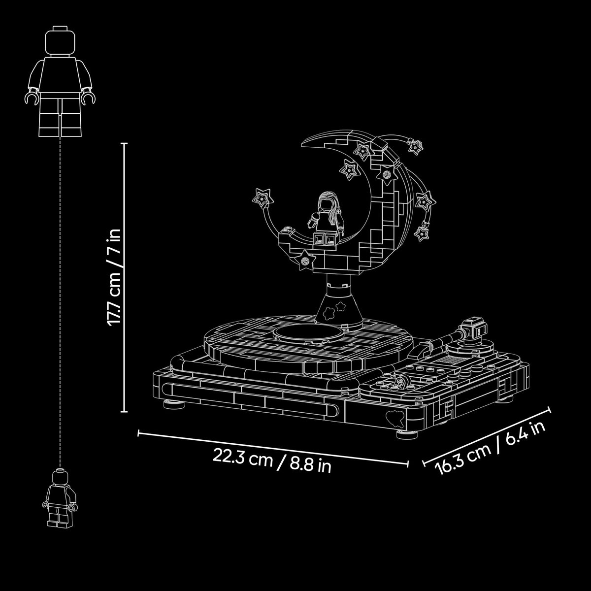 LEGO Editions Olivia Rodrigo - Luna de concert, jucărie cu pick-up, disc și minifigurină - decor muzical pentru noptieră - cadou pentru adolescente de 14 ani și fani - 43029
