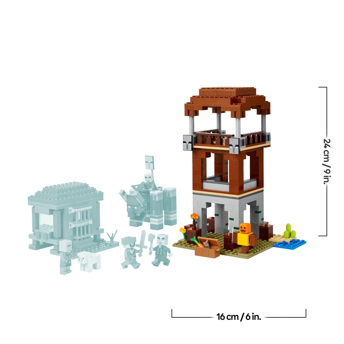 LEGO Minecraft A Devastator at the Looter Outpost - Gaming Toy for Children - Minifigure with Snap Jaw Function and Village Fortress - Gaming Gift for Boys & Girls from 8 Years - 21278