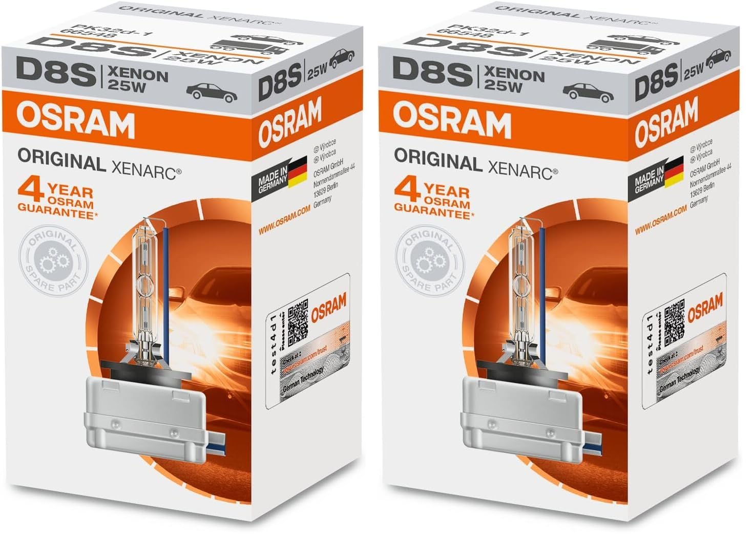 Osram 66548 XENARC Frontscheinwerfer D8S, 1er Faltschachtel, Hellblau (Packung mit 2) - ZOXD8S