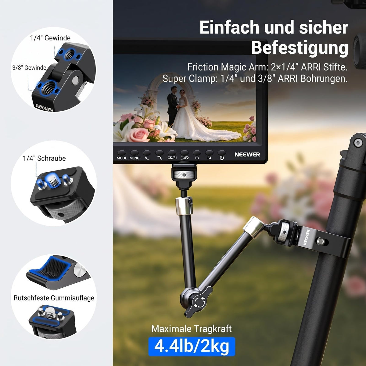 NEEWER 11" Articulating Magic Arm Clamp Mount with Super Clamp, ST16C