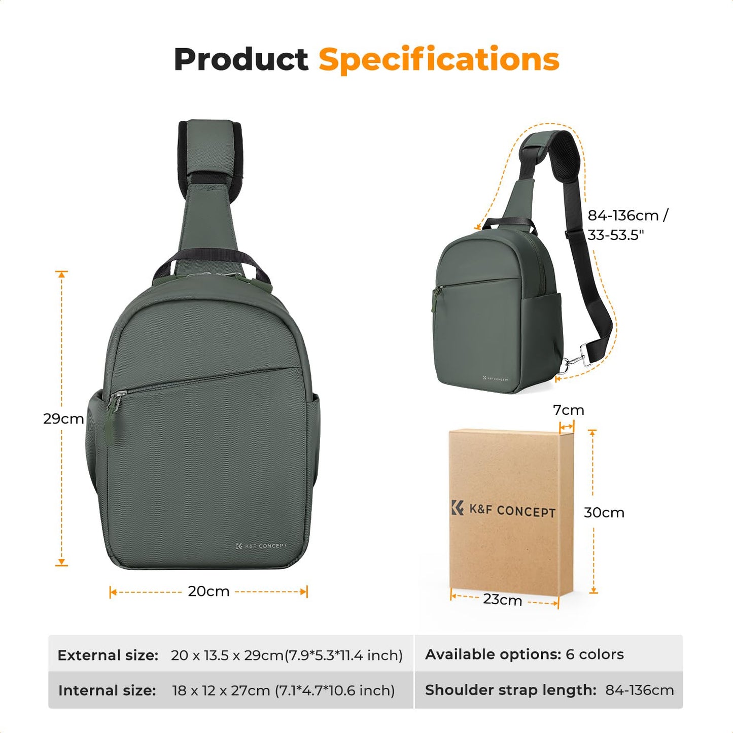 K&F CONCEPT camera bag, camera sling bag, shoulder bag, photo backpack, small, waterproof camera backpack, adjustable shoulder strap, camera backpack for DSLR/SLR camera lens - JPKF13.171V2US