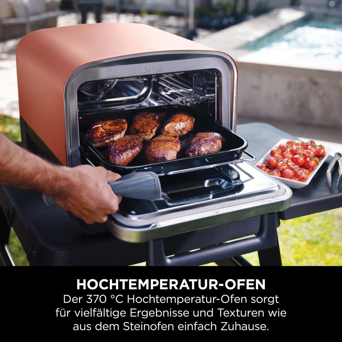 Ninja Woodfire Outdoor Oven, 8-in-1 Pizza Oven, BBQ Smoker with Grilling Rack - OO101EU