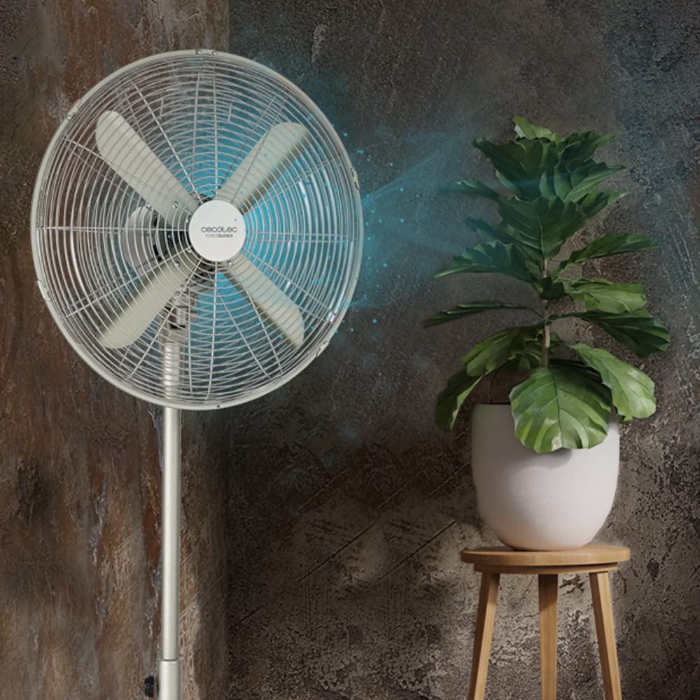 Cecotec pedestal fan EnergySilence 610 Steelstyle. 50W, steel finish, 16" diameter with 4 blades, 3 speeds, oscillation, height adjustable, maximum safety - 08234