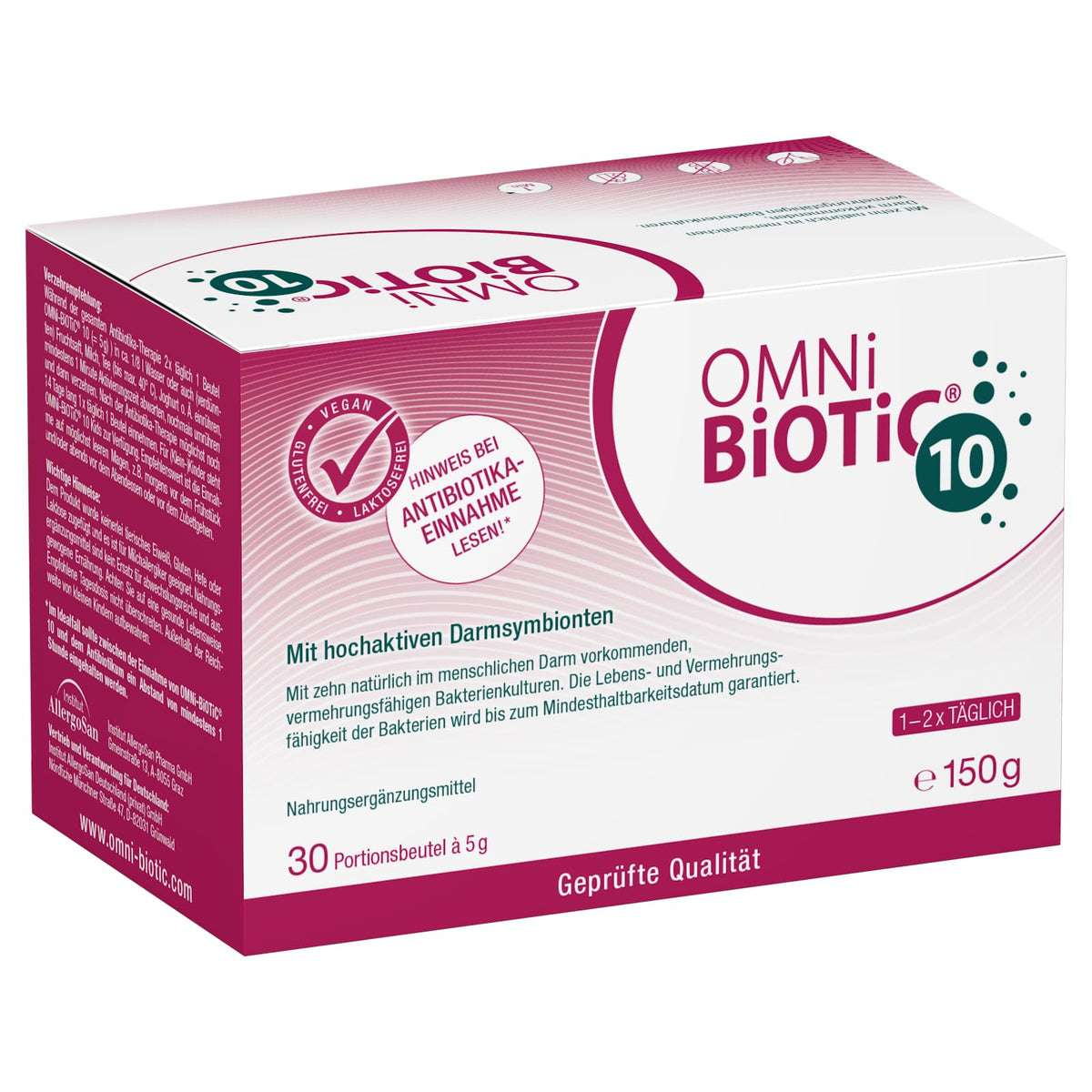 OMNi BiOTiC 10 | Antibiotic? Completați flora intestinală | Recomandat începând cu prima zi a terapiei cu antibiotice | Pulbere | Pentru utilizare zilnică | Cu inulină | Vegan | Fără gluten | 30 porții - 41122