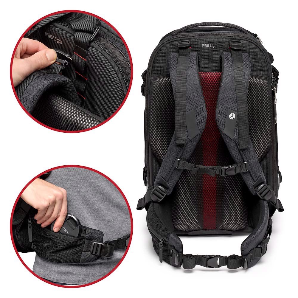 Manfrotto PRO Light Flexloader L, Professional Backpack for Cameras, Expandable Bag for 3-Axis Gimbal Stabilizer, Multiple Tripod Mounting Points, Interchangeable Compartments, Black - MB