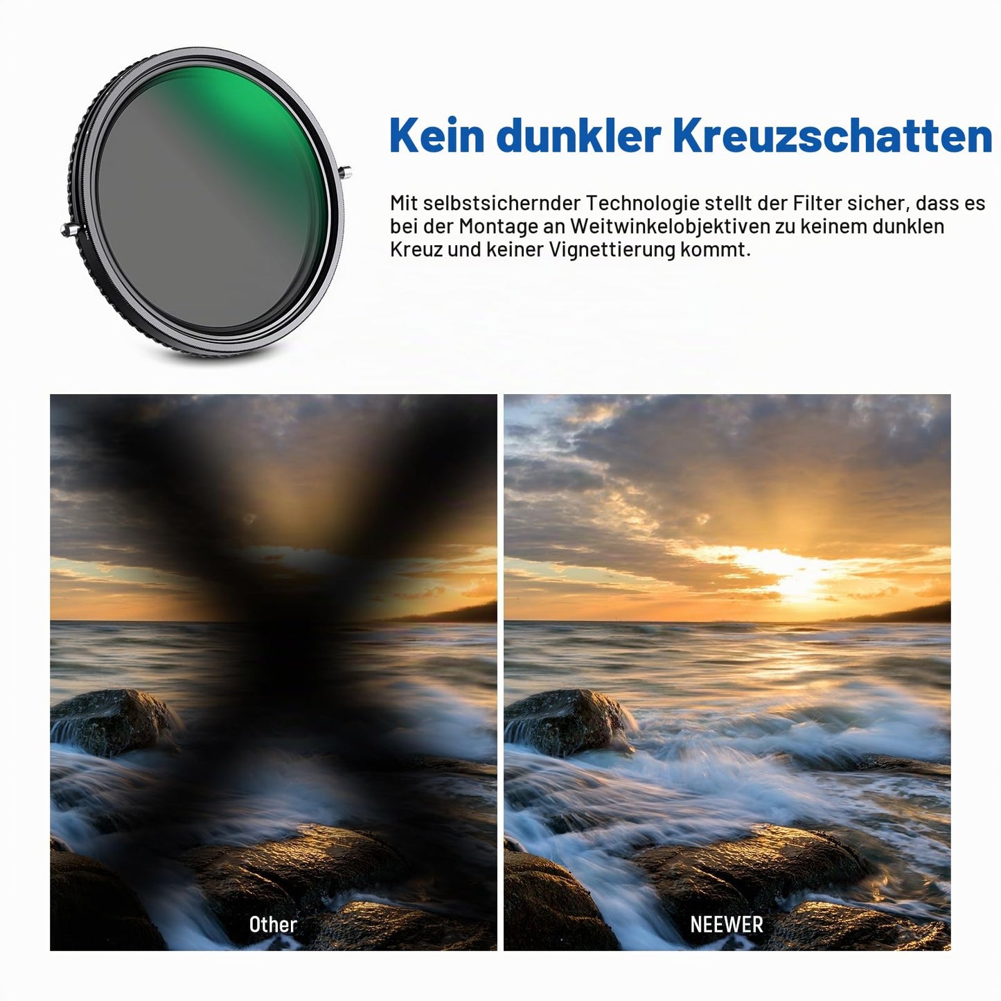 NEEWER 2-in-1 52mm Variable ND Filter ND2-ND32 & CPL Filter (Circular Polarizing Filter), No X-Cross/30 Layer Nano Coating/HD Optical Glass/Ultra Thin Frame - 10102085