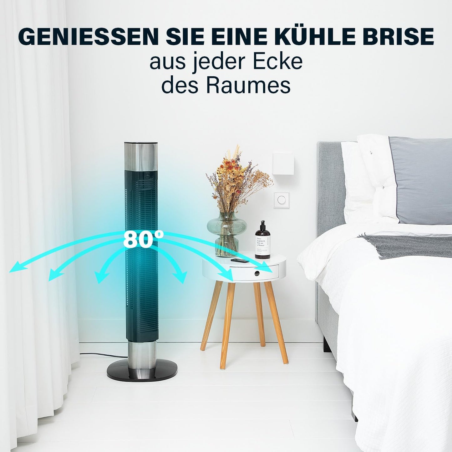 Princess Low-noise tower fan - height 103 cm - 3 modes & 3 speeds - oscillation - controllable via app - 01.358275.01.001