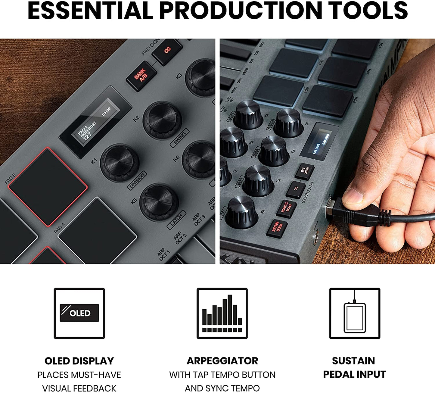 AKAI Professional MPK Mini MK3 Grau und M-Audio HDH40