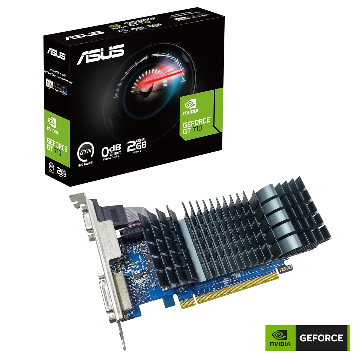 Placă grafică ASUS GeForce GT 710 2GB GDDR5 EVO cu profil redus - 90YV0ALA-M0NA00