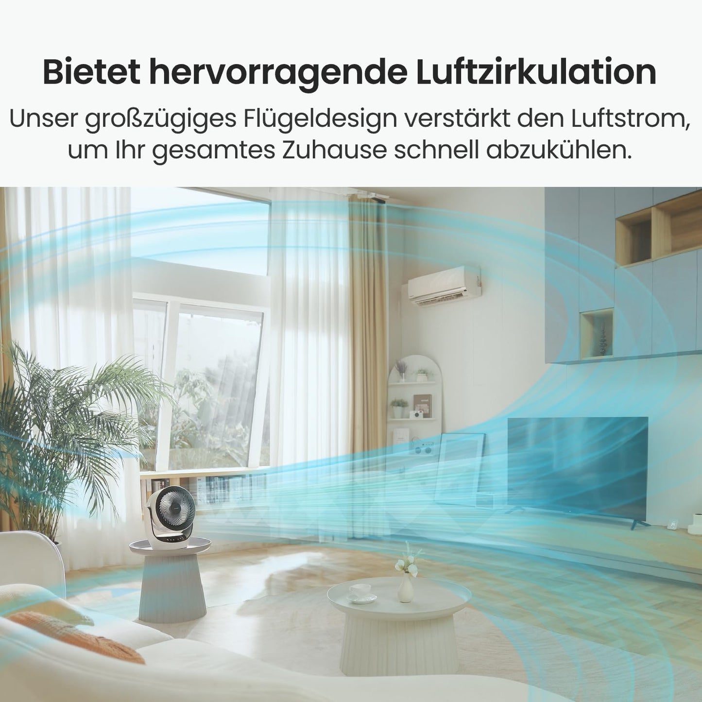 SwitchBot USB Table Fan, Powerful 24dB Quiet Battery Circulation Fan, Compatible with Alexa/Google/Siri (Hub Required), 4 Modes, 9 Hour Timer, Energy Efficient Circulation Fan - W3800510