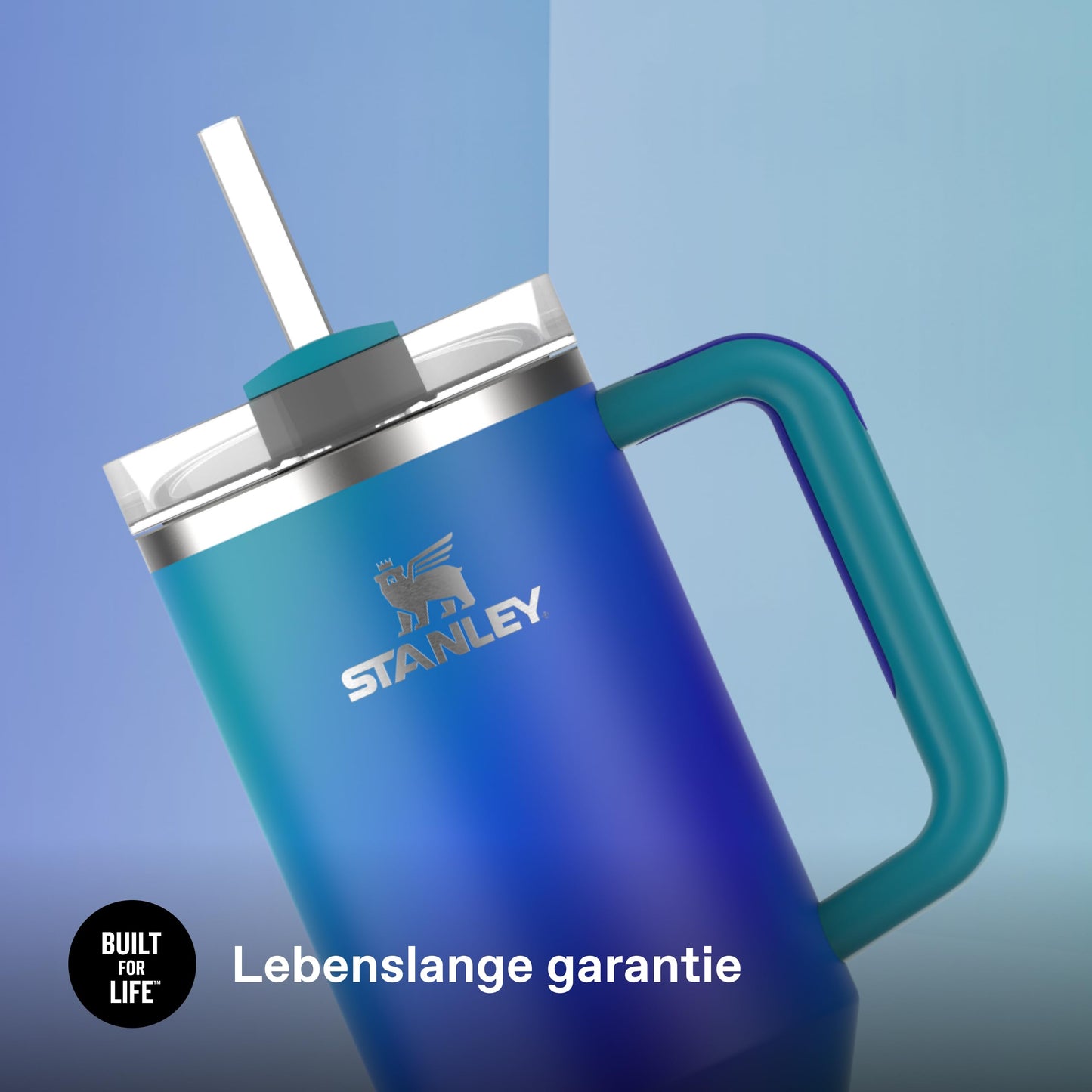 STANLEY 1913 Quencher H2.0 Flowstate Drinking Bottle with Straw 1.2L - Thermo Mug Cools for 11 Hours - 48 Hours Ice Cooled - Thermos Bottle BPA Free - Stainless Steel Drinking Cup - Sea Glass Aura - 10-10825-0499