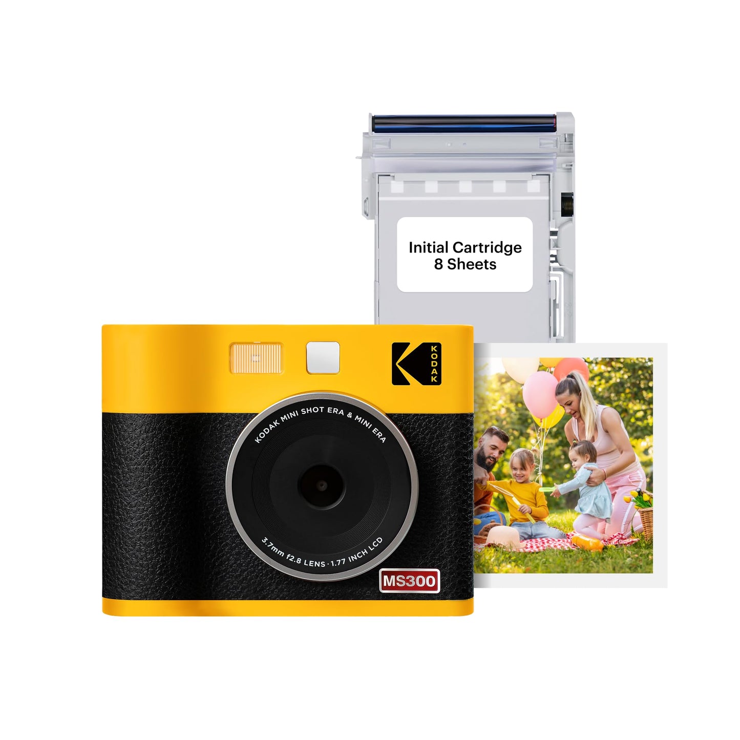 Kodak Mini Shot 3 ERA 4PASS 2-in-1 instant camera and photo printer (7.6x7.6cm) instant camera + 8 sheets, yellow - MS300Y