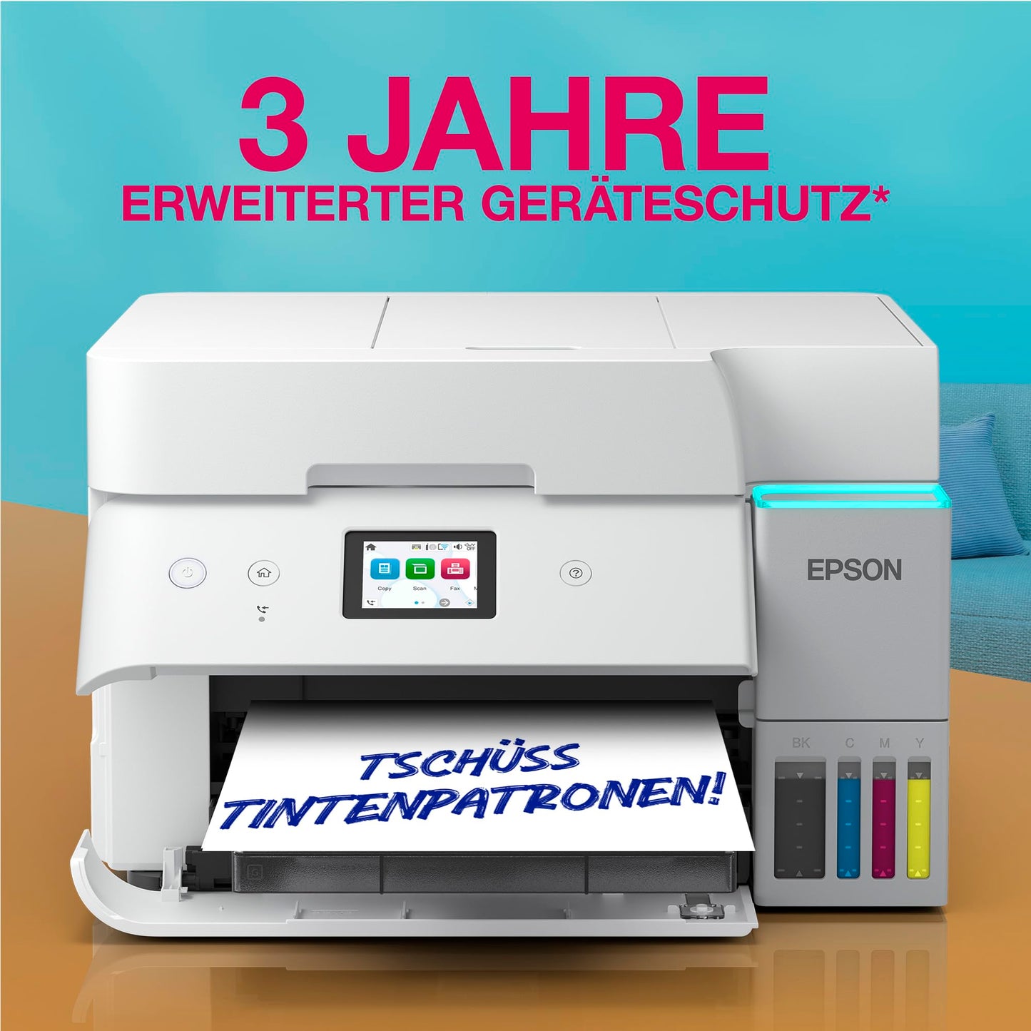Epson EcoTank ET-4956 ink tank printer | for the home office | WiFi & Ethernet | A4 | (Duplex) printing, scanning, copying, faxing | 6.1 cm touchscreen | ADF | Includes ink for up to 3 years