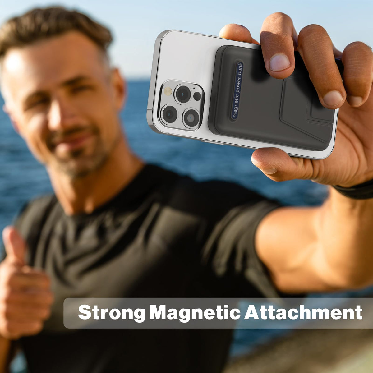 AOGUERBE Power Bank fără fir, 10.000 mAh Power Bank magnetic pliabil PD 22,5 W Încărcare rapidă cu afișaj LED, compatibil cu MagSafe pentru seria iPhone 17/16/15/14/13/12/Pro/Pro Max. (Negru) - KT-D009