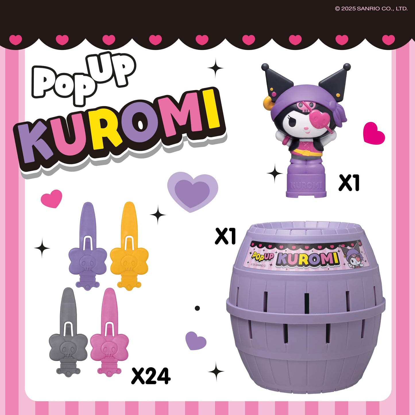 TOMY Pop Up Kuromi Game, Action Game for Children, 2-4 Players, Ages 4 and Up, Fun Family Game, Pop Up Kuromi Toy - T73865US