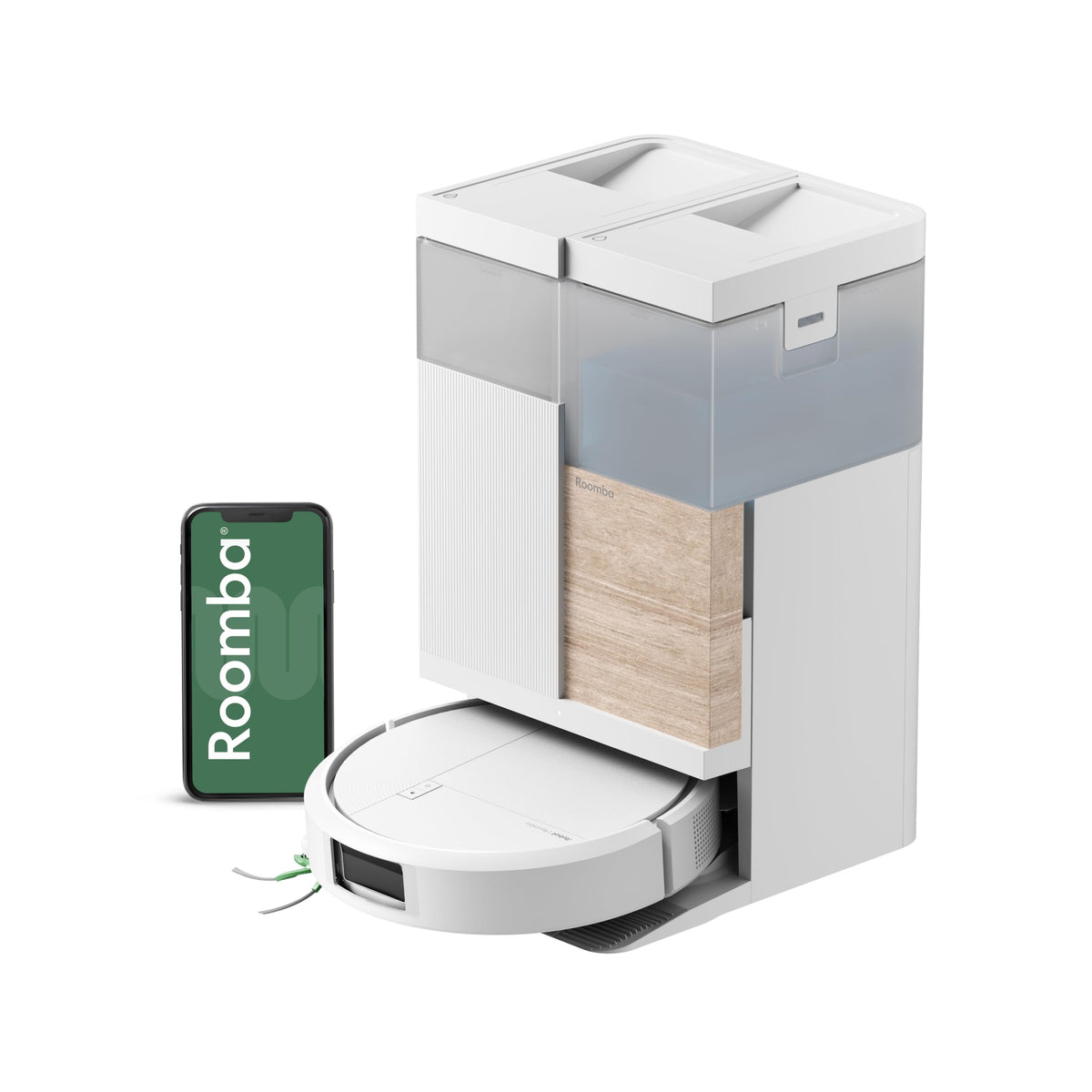 iRobot Roomba® Plus 575 Combo Robot + AutoWash™ Dock, 25Kpa, multifunctional dock, washes and dries the mopping pads at high temperature, Clearview LiDAR + camera, self-emptying, black - R285240