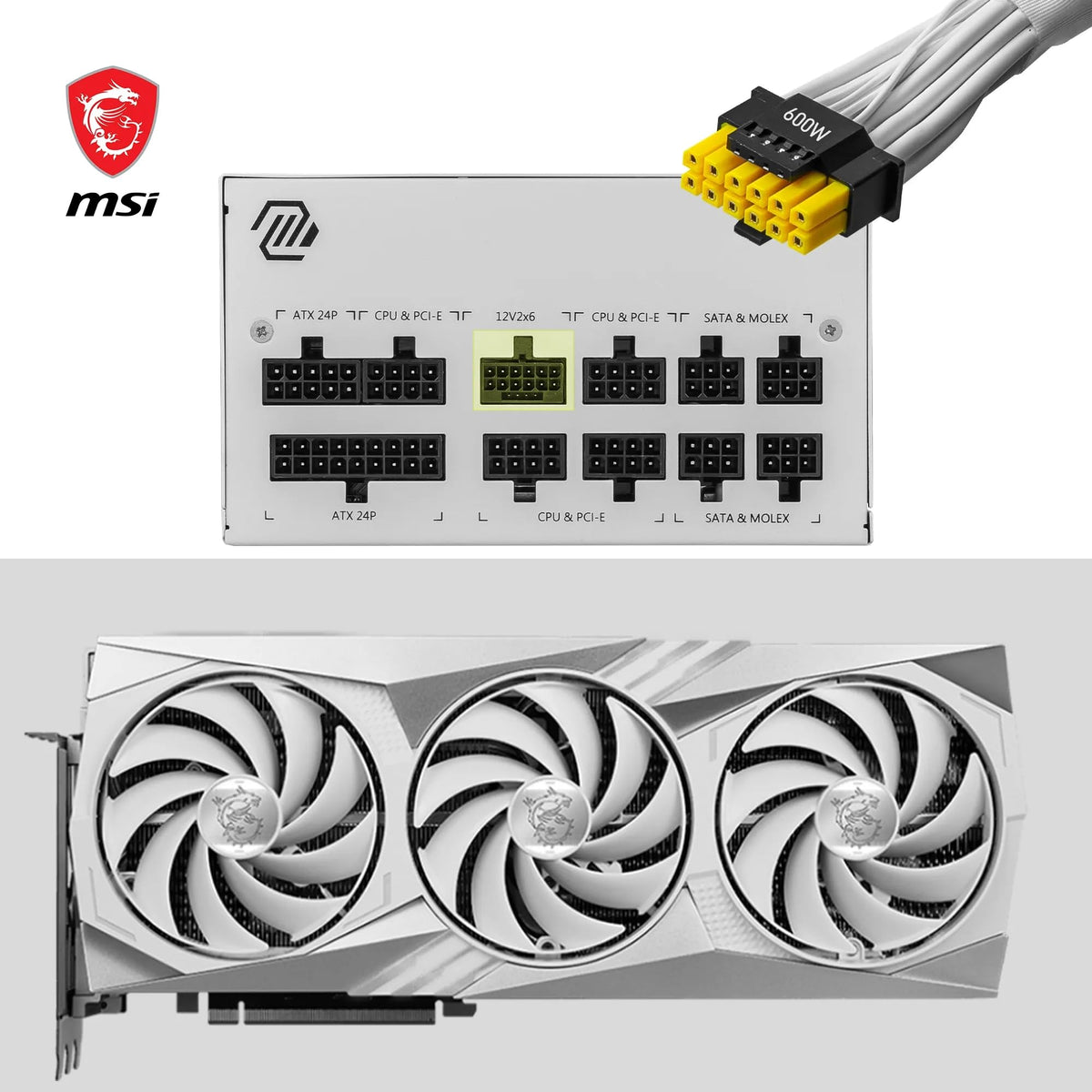 MSI MAG A850GL PCIE5 White Sursă de alimentare, 850W, 80 Plus Gold, complet modulară, ATX 3.0, suport pentru GPU PCIe 5.0, ventilator de 120mm FDB, Full-Bridge LLC, cabluri plate negre. - 306-7ZP8A24-CE0