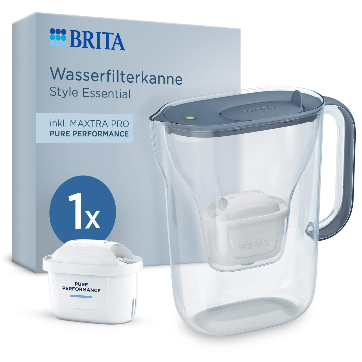 BRITA Water Filter Pitcher MAXTRA Style Essential, 1x Pure Performance Filter - 140762