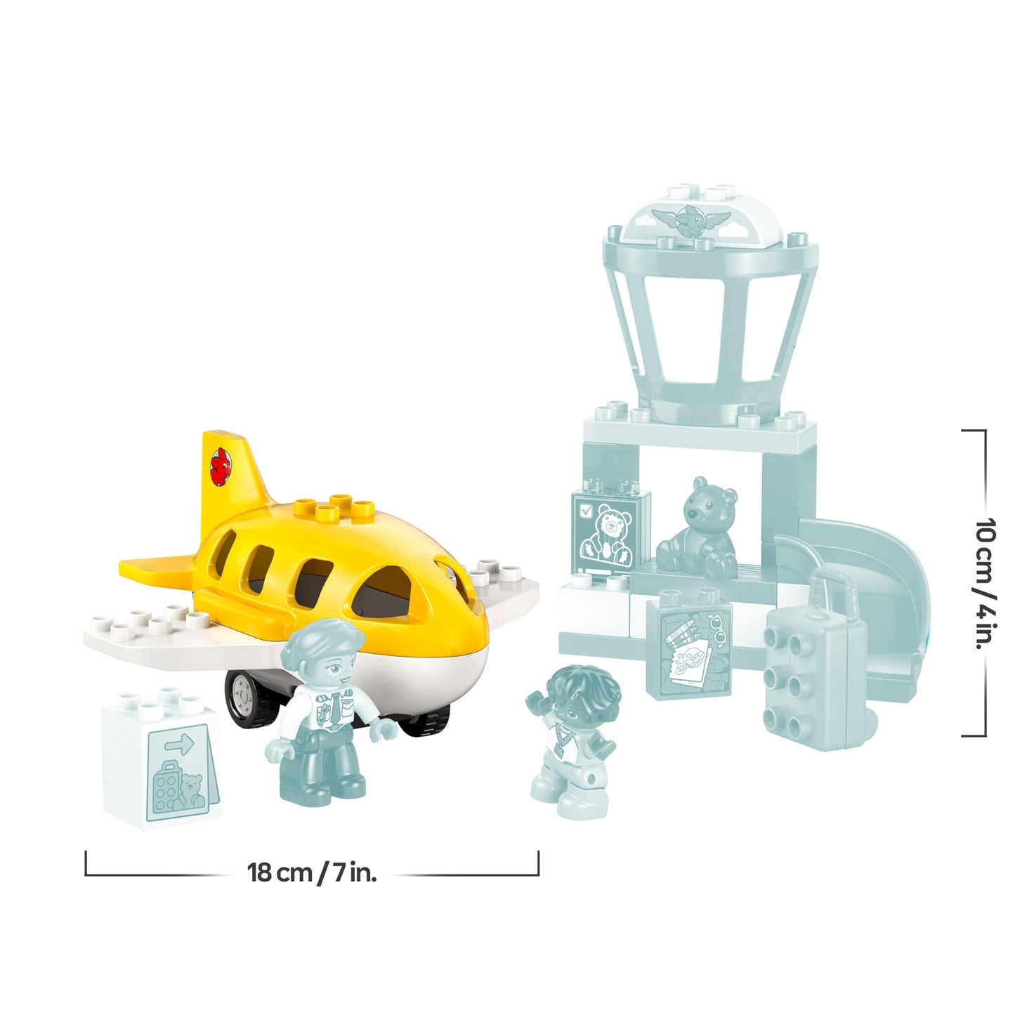 LEGO DUPLO Town First visit to the airport - learning toy to promote motor skills for toddlers - including airplane, 2 figures & teddy bear - gift for boys and girls aged 2 and over - 10443
