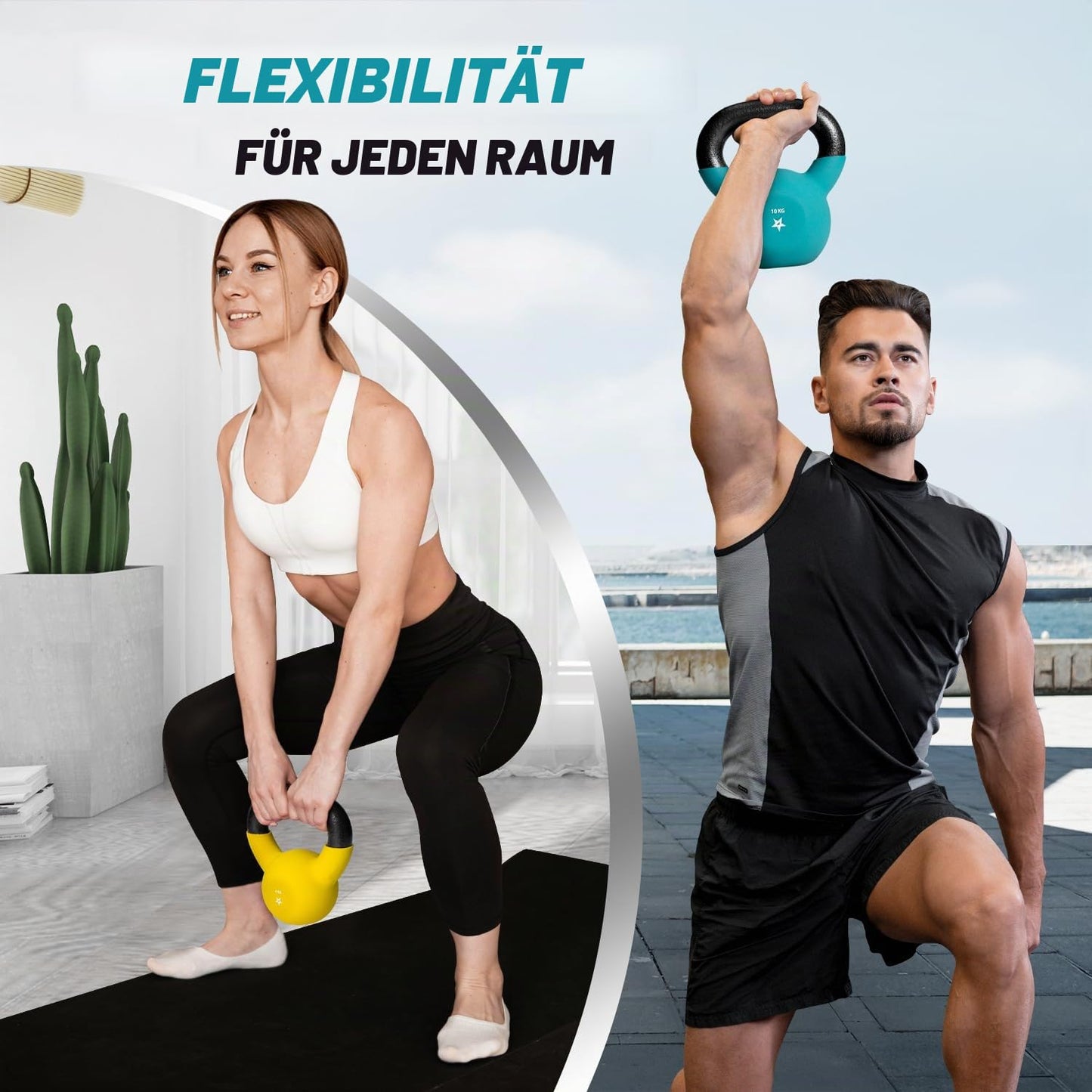 Yes4All YCBQ Neoprene Coated Kettlebell, Strength Training Kettlebells - 10KG Turquoise