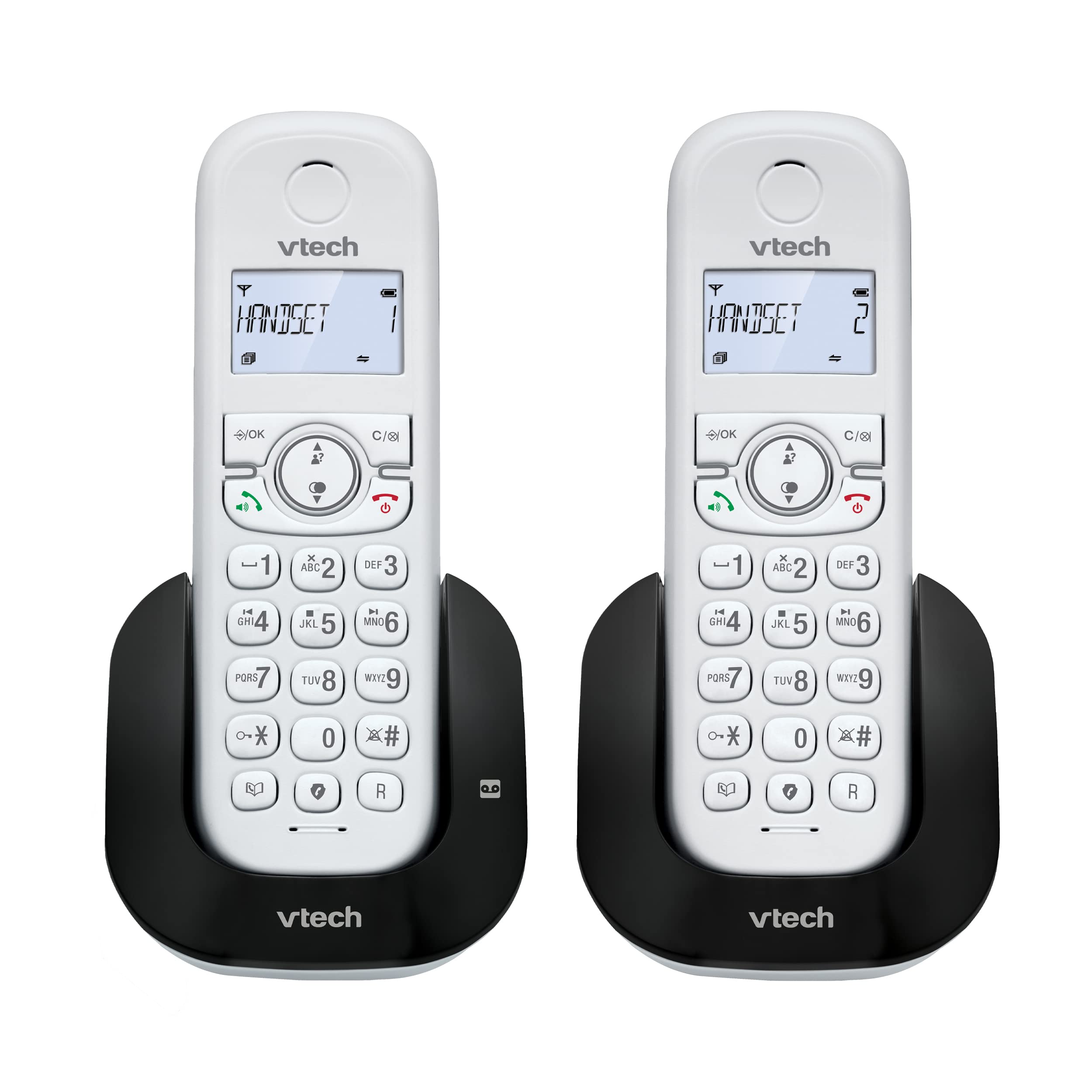 VTech CS1551 DECT telephone cordless 2 handsets with answering machine, innovative charging station, caller blocking, caller recognition/call waiting function, hands-free facility, backlit display