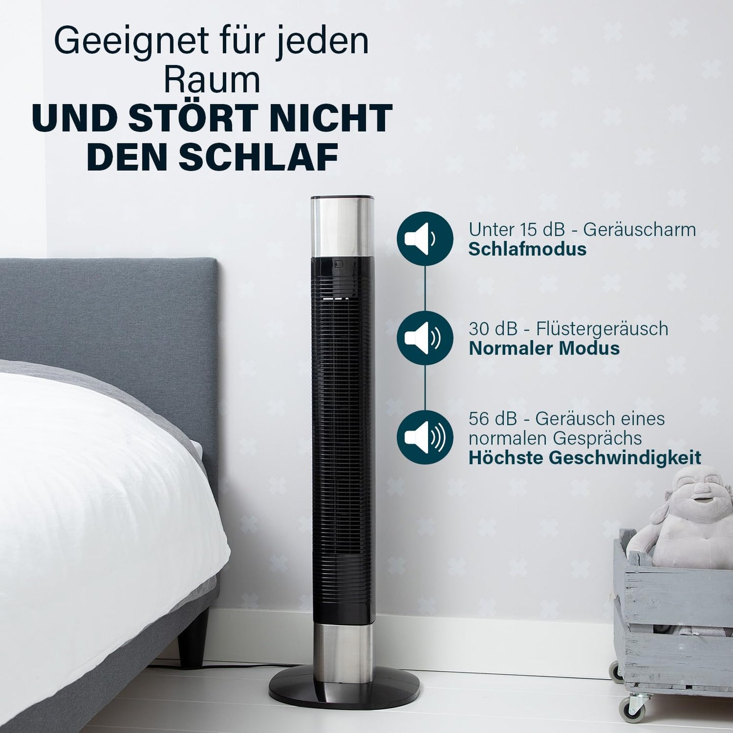 Princess Low-noise tower fan - height 103 cm - 3 modes & 3 speeds - oscillation - controllable via app - 01.358275.01.001