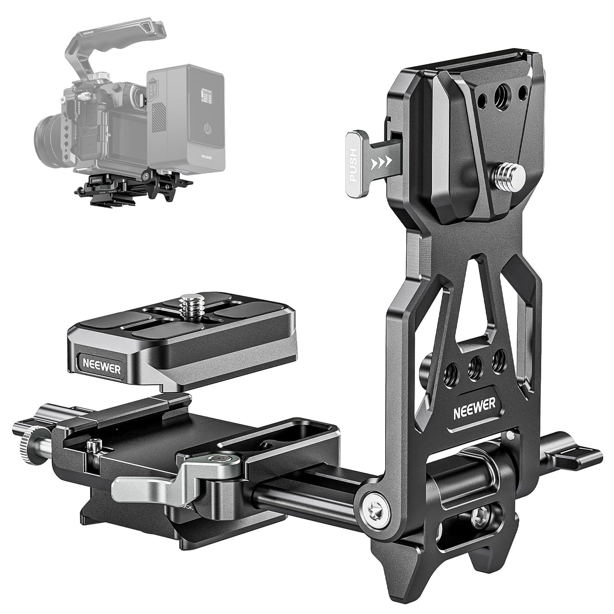 NEEWER Foldable V Mount Battery Plate with Arca Type Baseplate, PS015 PRO