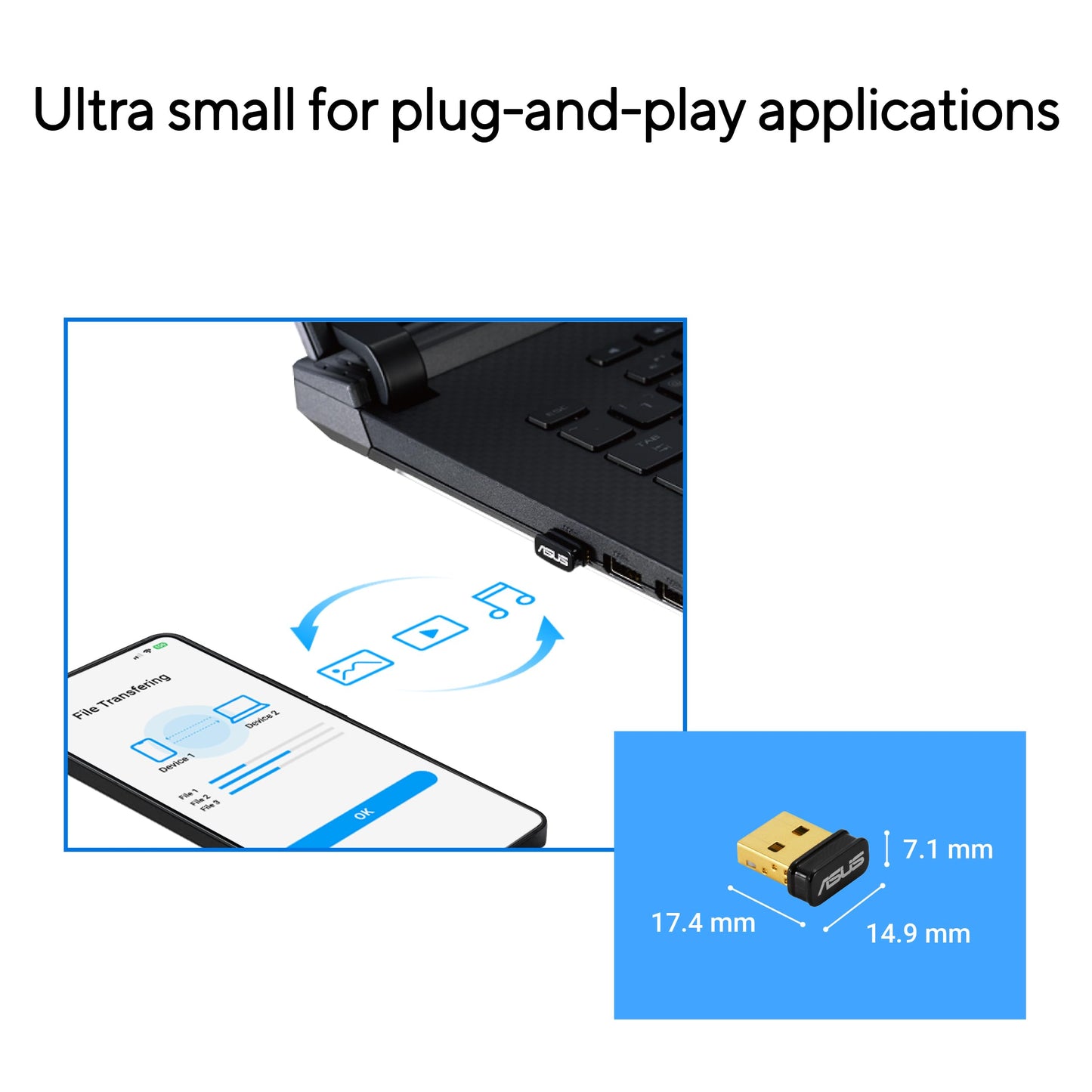 ASUS USB-BT540 Bluetooth 5.4 Dongle Adapter (compatible with - 90IG09N0-MO0B00