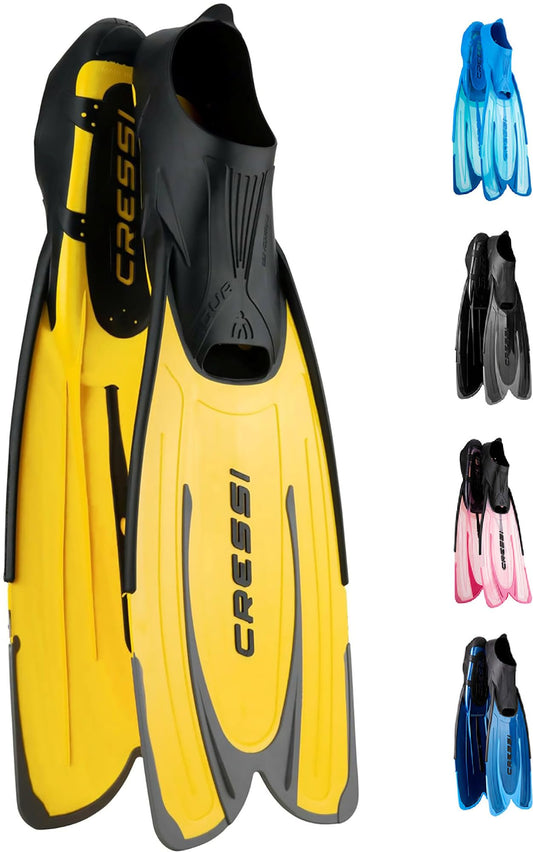 Cressi Agua Fins Swimming Fins - Adjustable Foot Section for Diving - Ergonomic Short Fins Adults & Children - Durable Fin Material - Yellow - 35/36 - CA206343