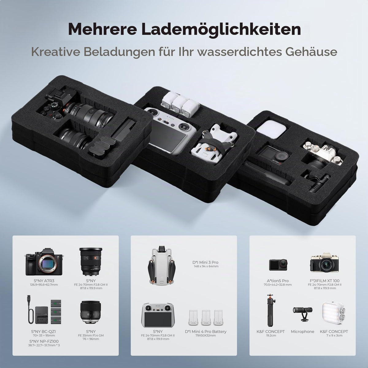 K&F CONCEPT Geantă pentru cameră, IP67 impermeabilă, rezistentă la șocuri, etanșă la praf. - KF13.1302V4