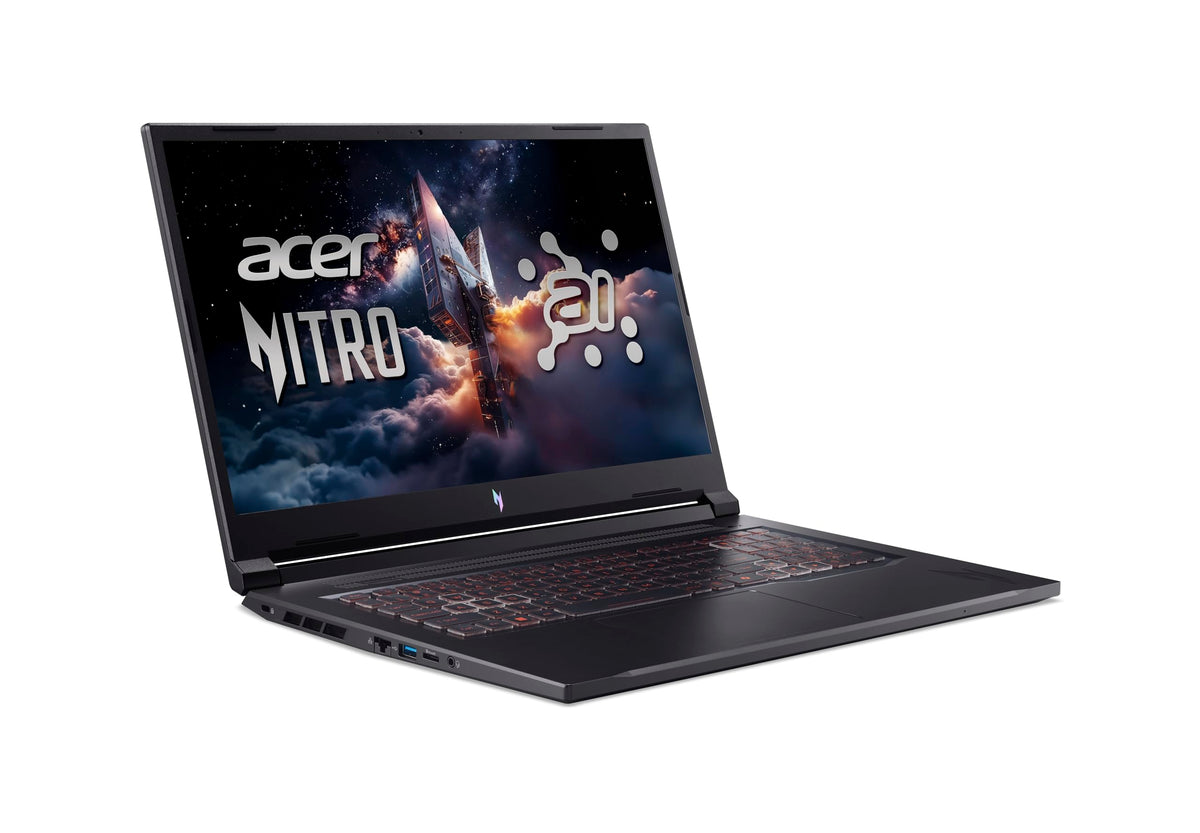 Acer Nitro V 17 AI (ANV17-41-R98D) Laptop de gaming, 16 Tops, ecran FHD IPS de 17" cu rată de refresh de 144Hz, AMD Ryzen 7 260, 16 GB RAM, 1 TB SSD, NVIDIA GeForce RTX 5060, Windows 11, tastatură QWERTY, negru - ZGJY-0800