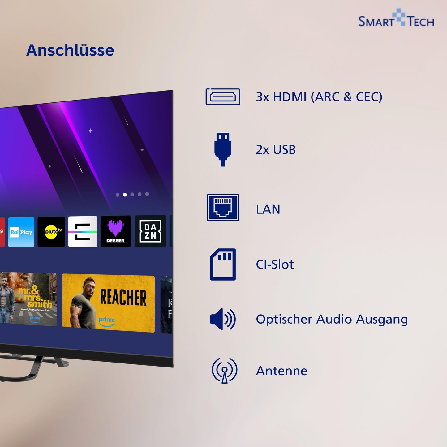 Smart Tech 32HV02V TV 32 inch Smart TV VIDAA - TV with HD resolution and triple tuner, LED TV (2026) - 32hv02v