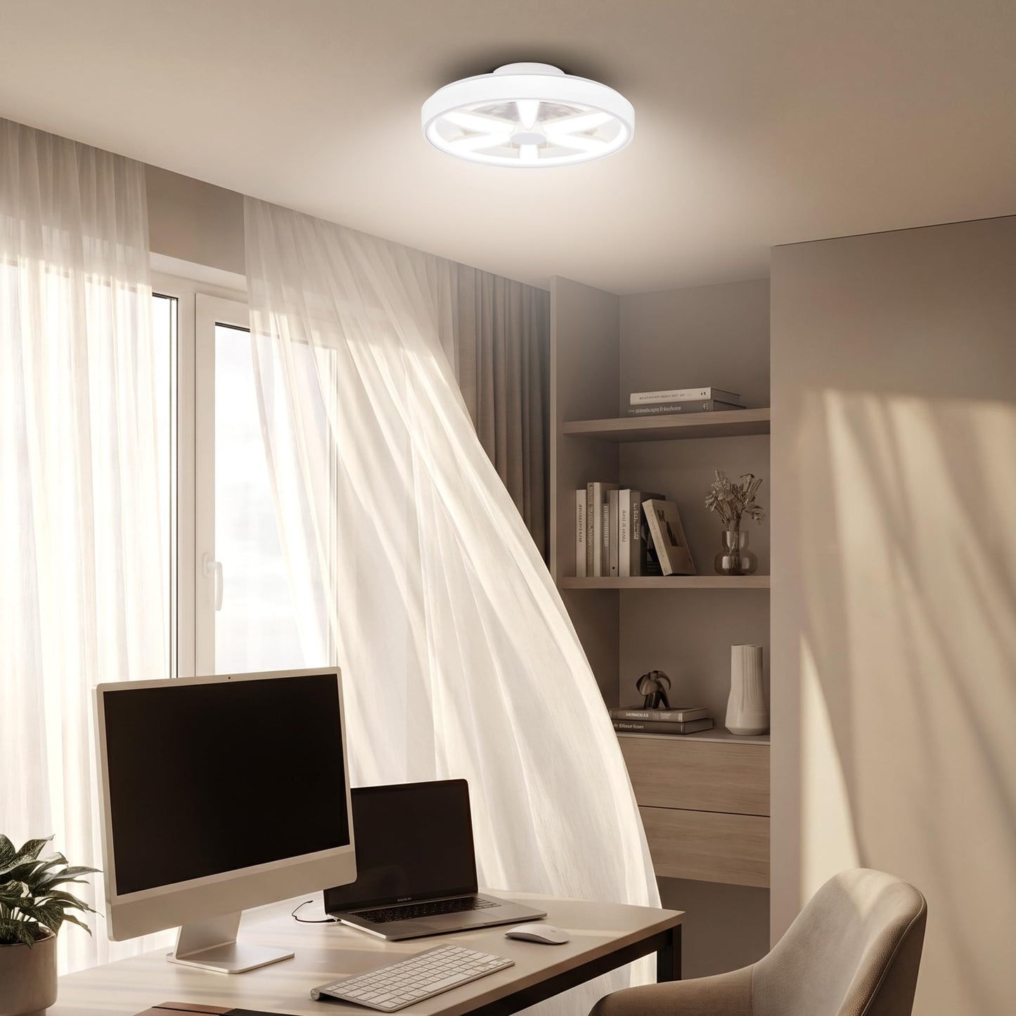 BRILONER - LED ceiling fan with lighting, remote control, DC motor, 5 speeds, RGBIC, CCT, dimmable, lamp with fan, LED ceiling light, ceiling lamp fan, 48 cm, white - 3988016